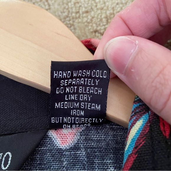 Take Two 90s Y2k Butterfly Sequins Button Up Black Long Sleeve Shirt Size S - Picture 9 of 9